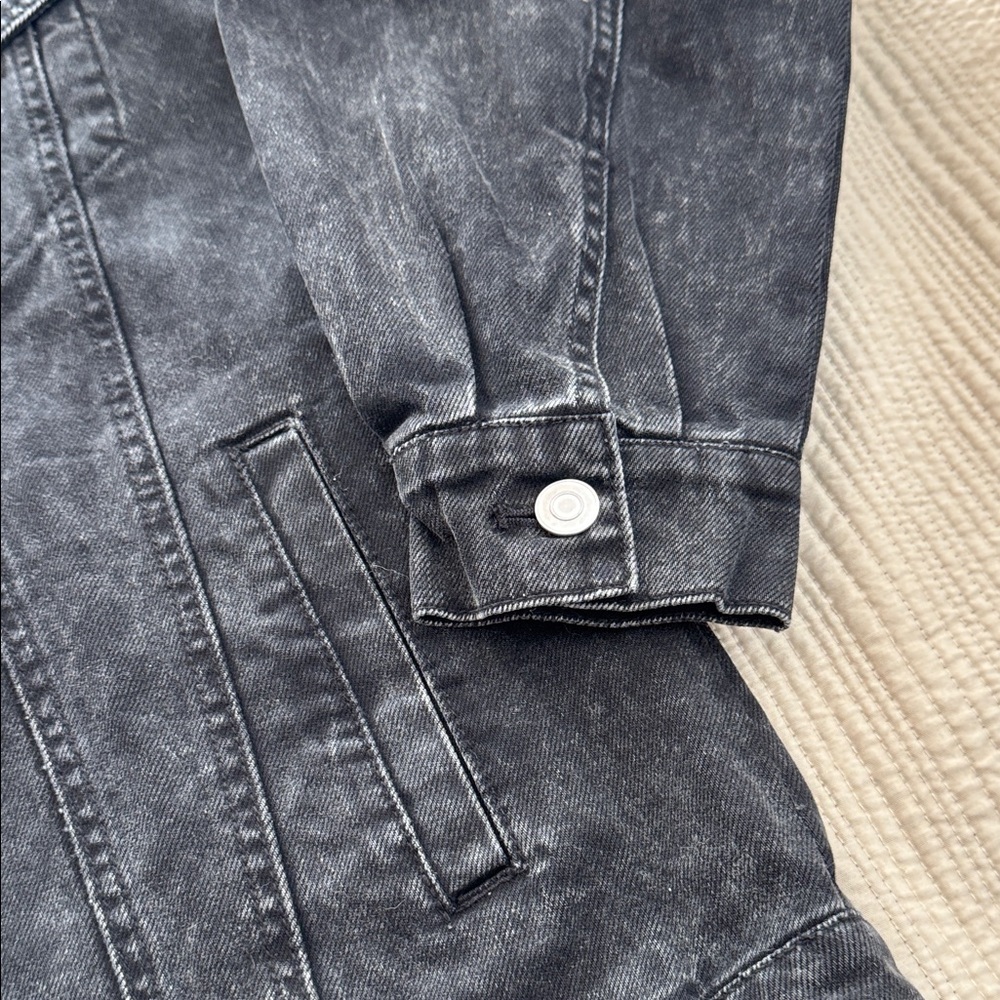 Avec Les Filles Acid Washed Black Denim Jacket - Picture 5 of 9